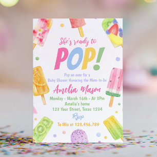 She's Ready To Pop Baby Shower Invitation Popsicle