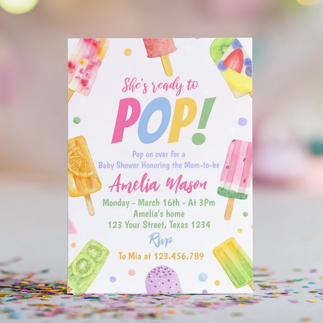 She's Ready To Pop Baby Shower Invitation Popsicle (Creator Uploaded)