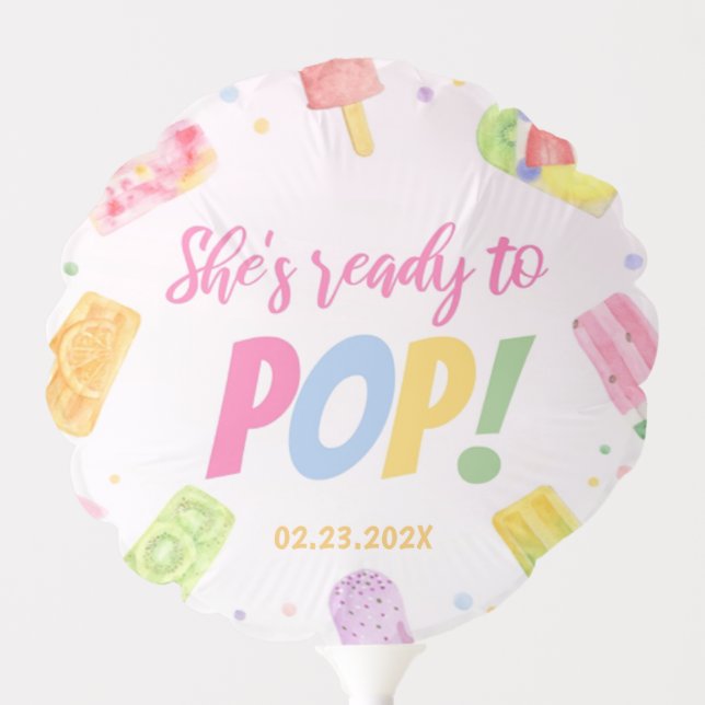 She's Ready To Pop Baby Shower Invitation Popsicle Balloon (Front)