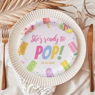 She's Ready To Pop Baby Shower Invitation Popsicle Paper Plates
