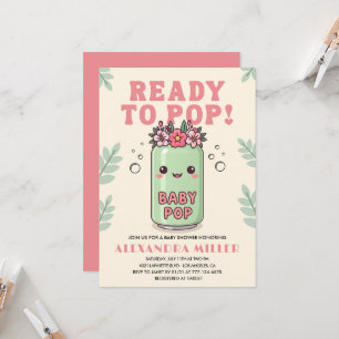 She's Ready to Pop Baby Shower Invite Boho Kawaii