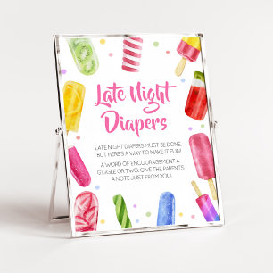 She's Ready to Pop Baby Shower Late Night Diapers Poster