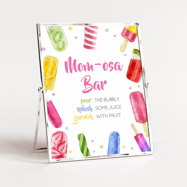 She's Ready to Pop Baby Shower Mom Osa Bar Poster (Popsicle Baby Shower Mom Osa Bar Sign)