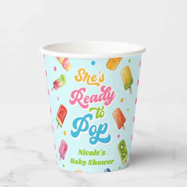 She's Ready To Pop Baby Shower  Paper Cups (Front)