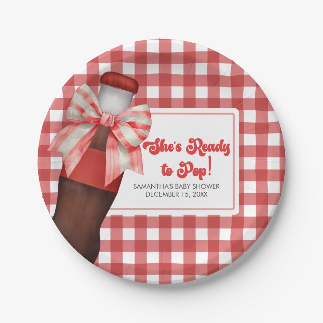 She's Ready to Pop Baby Shower  Paper Plates (Front)