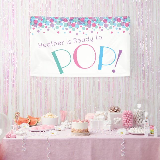 She's Ready to Pop Baby Shower Polka Dots Banner (Party)