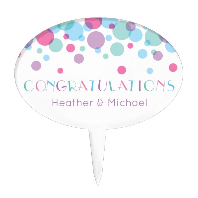 She's Ready to Pop Baby Shower Polka Dots Cake Topper (Front)
