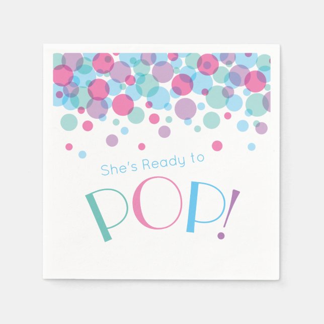 She's Ready to Pop Baby Shower Polka Dots Napkins (Front)