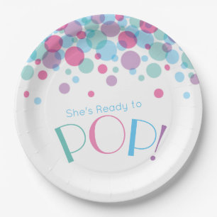 She's Ready to Pop Baby Shower Polka Dots Paper Plates