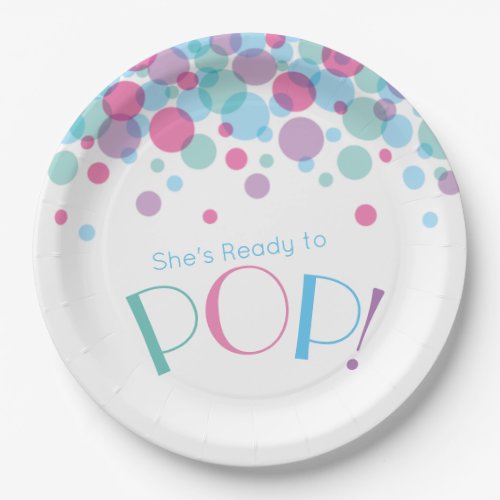 Shes Ready to Pop Baby Shower Polka Dots Paper Plates