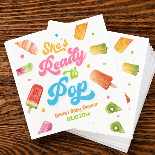 She's Ready to Pop Baby Shower Popsicle Napkins (Creator Uploaded)
