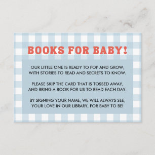 She's Ready to Pop Baby Shower Retro Blue Gingham Enclosure Card