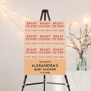Shes Ready To Pop Baby Shower Retro Orange Gingham Foam Board