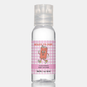 She's Ready to Pop Baby Shower Retro Pink Gingham Hand Sanitizer