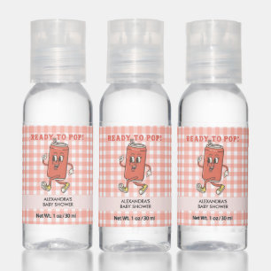 She's Ready to Pop Baby Shower Retro Red Gingham Hand Sanitizer