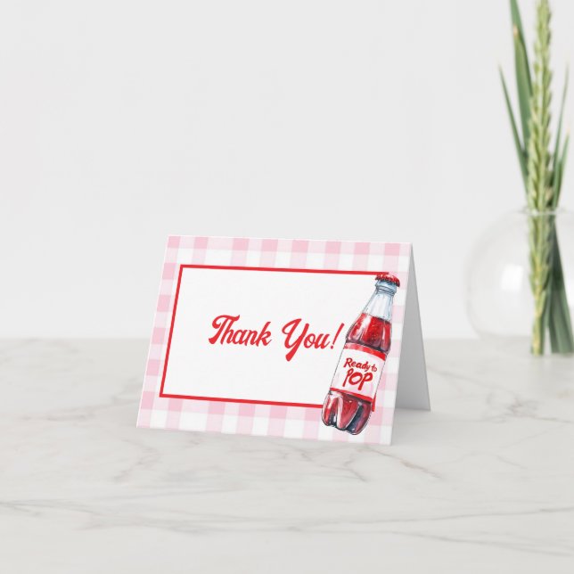 She's Ready to Pop Baby Shower Soda Thank You Card (Front)