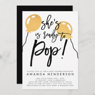 She's Ready To Pop Balloon Baby Shower Invitation