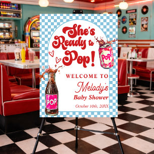 She's Ready To Pop Blue Baby Shower Welcome Sign