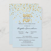 She's Ready to POP Blue Gold Boy Baby Shower Invitation (Front/Back)