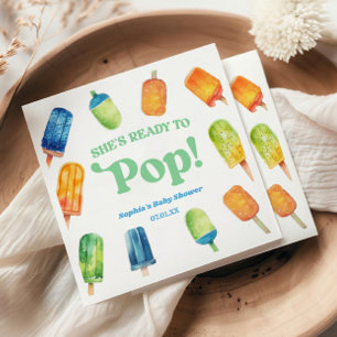 She's Ready To Pop Blue Popsicle Baby Shower Napkins