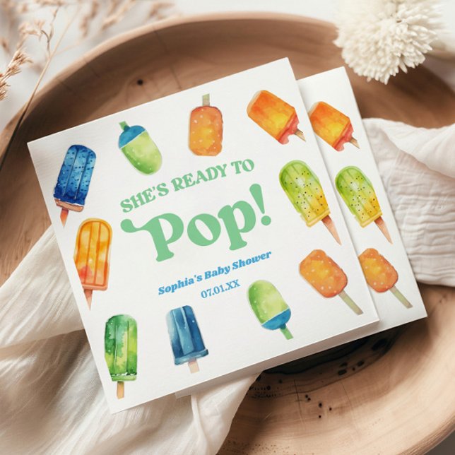 She's Ready To Pop Blue Popsicle Baby Shower Napkins (Creator Uploaded)