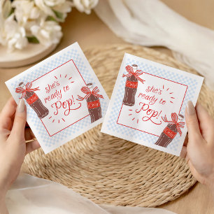 She's Ready to Pop Blue & Red Checker Napkins