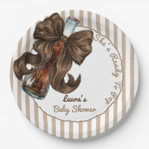 She's Ready To Pop Bottle Bow Baby Shower Paper Plates
