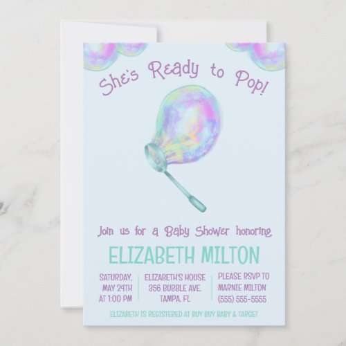 Shes Ready to Pop  Bubble Baby Shower Invitation