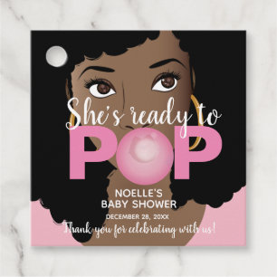 She's Ready to Pop, Bubblegum Baby Shower, Pink Favor Tags