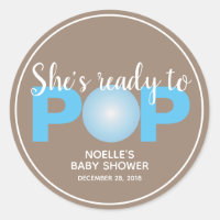 She's Ready to Pop, Bubblegum Baby Shower Stickers