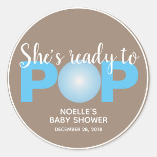 She's Ready to Pop, Bubblegum Baby Shower Stickers