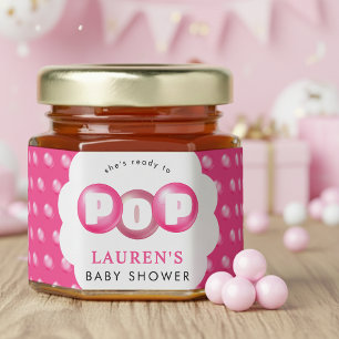 She's Ready To Pop Bubblegum Pink Girl Baby Shower Honey Jar Favors