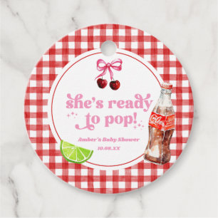 She's Ready To Pop! Cherry Soda Pop Baby Shower Favor Tags