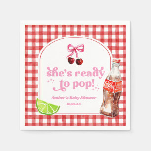 She's Ready To Pop! Cherry Soda Pop Baby Shower Napkins