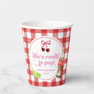 She's Ready To Pop! Cherry Soda Pop Baby Shower Paper Cups