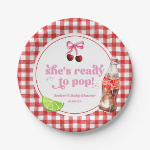 She's Ready To Pop! Cherry Soda Pop Baby Shower Paper Plates