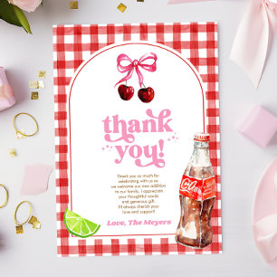 She's Ready To Pop! Cherry Soda Pop Baby Shower Thank You Card