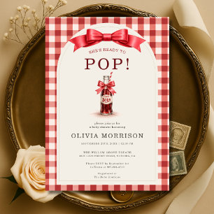 She's Ready to Pop Coquette Bow Baby Shower Invitation