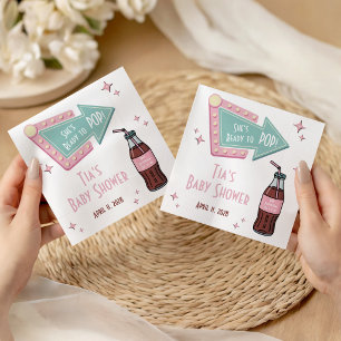 She's Ready to POP Diner, Soda Baby Shower Welcome Napkins