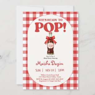 She's Ready to Pop Gingham Baby Shower Invitation
