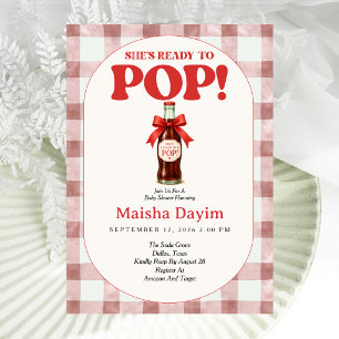 She's Ready to Pop Gingham Baby Shower Invitation