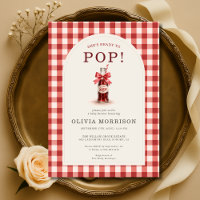 She's Ready to Pop Gingham Red Bow Baby Shower