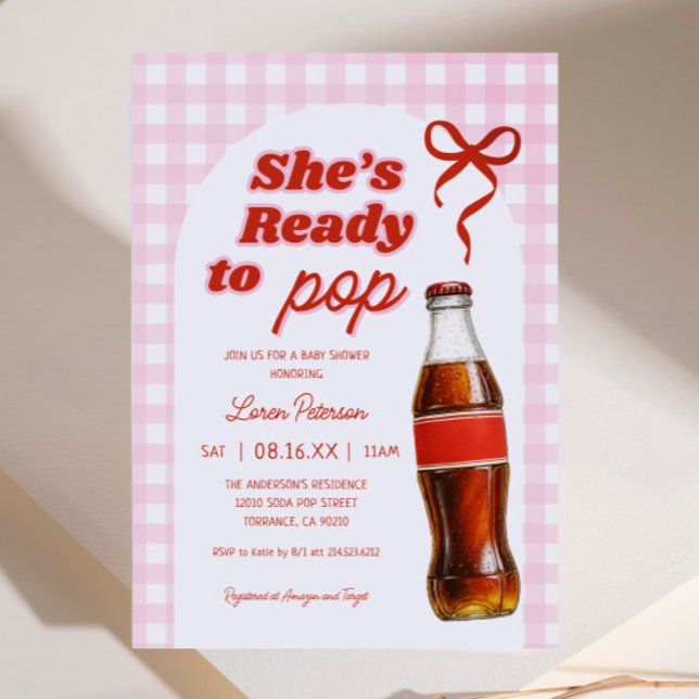 She's Ready To Pop Girl Soda Baby Shower Invitation (Creator Uploaded)