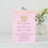 She's Ready to POP Pink Gold Girl Baby Shower Invitation (Standing Front)