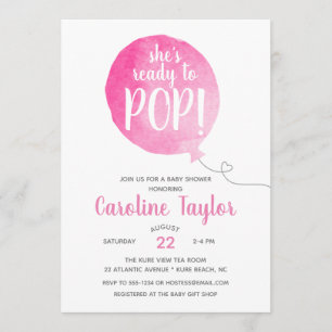 She's Ready to Pop Pink Gray Baby Girl Shower Invitation