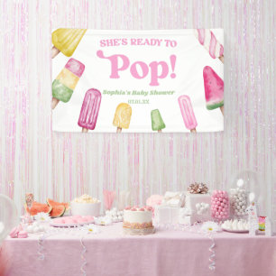 She's Ready To Pop Pink Popsicle Baby Shower Banner