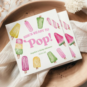 She's Ready To Pop Pink Popsicle Baby Shower Napkins