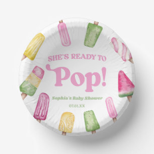 She's Ready To Pop Pink Popsicle Baby Shower Paper Bowls