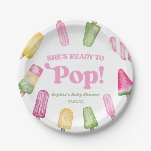 Shes Ready To Pop Pink Popsicle Baby Shower Paper Plates
