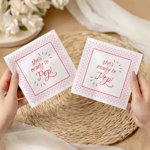 She's Ready to Pop Pink & Red Checker Napkins